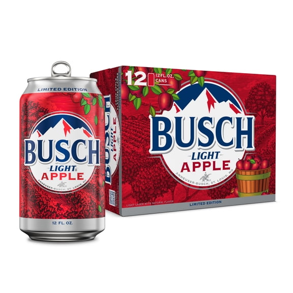 Busch Light Apple American Lager Beer 12 pack, 12 fl oz Cans , 4.1% ABV