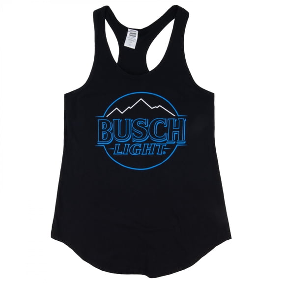 Busch Light Blue Outline Logo on Black Women's Tank Top-XLarge
