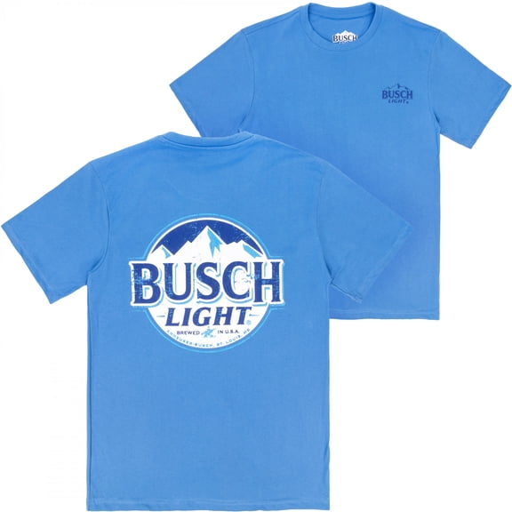 Busch Light Classic Distressed Logo Front and Back Print T-Shirt-Medium