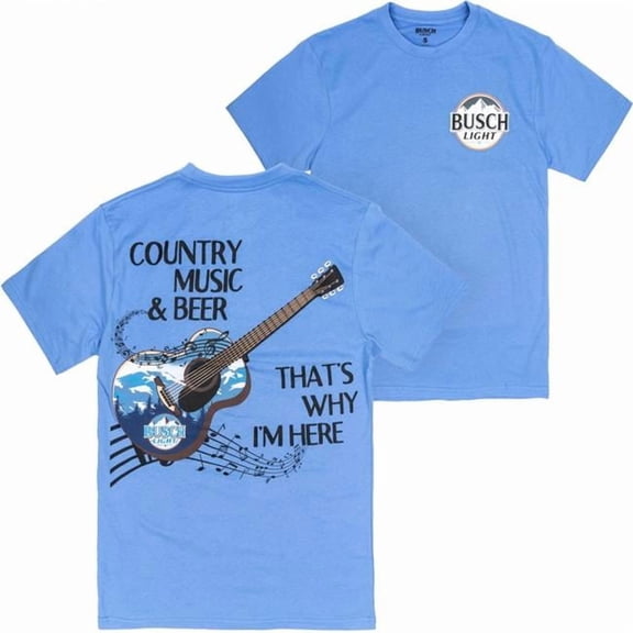 Busch 888896-large Light Country Beer Front & Back Print T-Shirt, Blue - Large