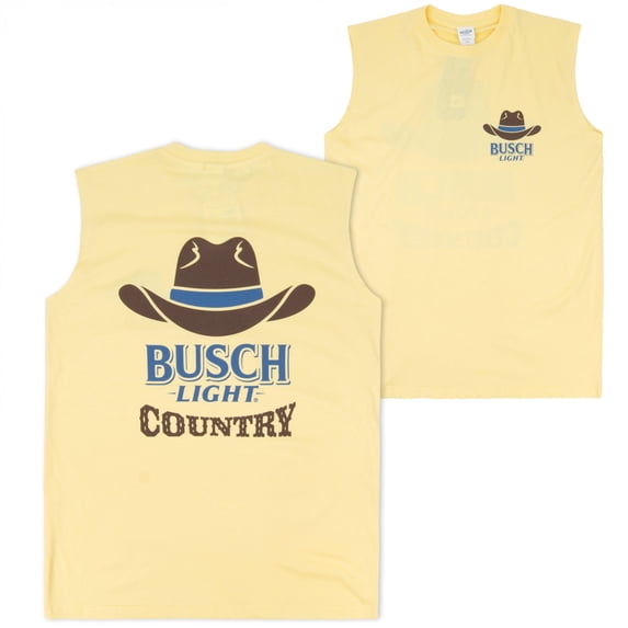 Busch Light Country Cowboy Hat Front and Back Print Sleeveless Muscle ...