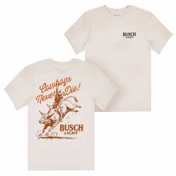 Busch 898262-2xlarge Light Cowboys Never Die Front & Back Print T-Shirt - Beige - 2XL