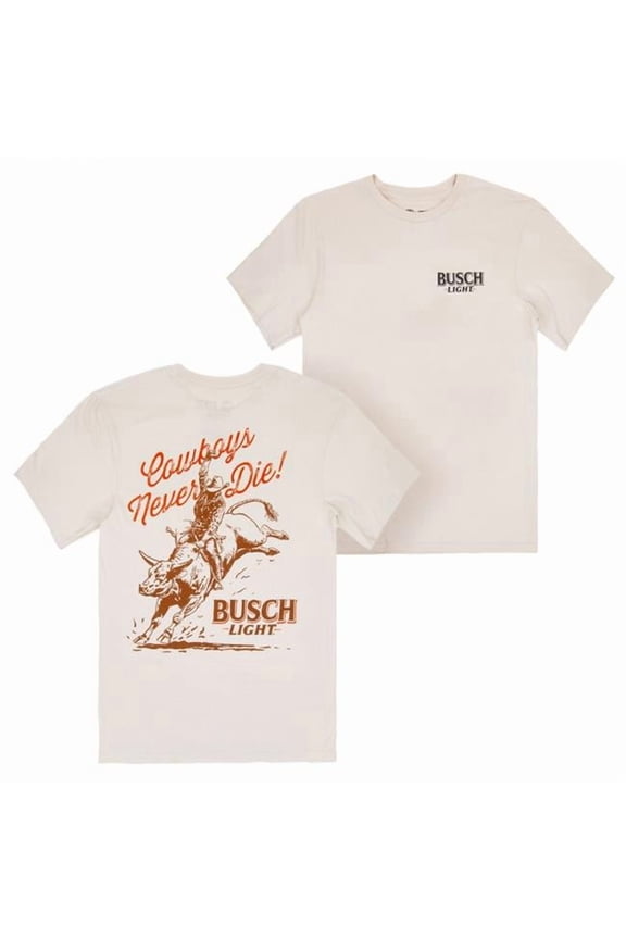 898262-2xlarge Light Cowboys Never Die Front & Back Print T-Shirt - Beige - 2XL