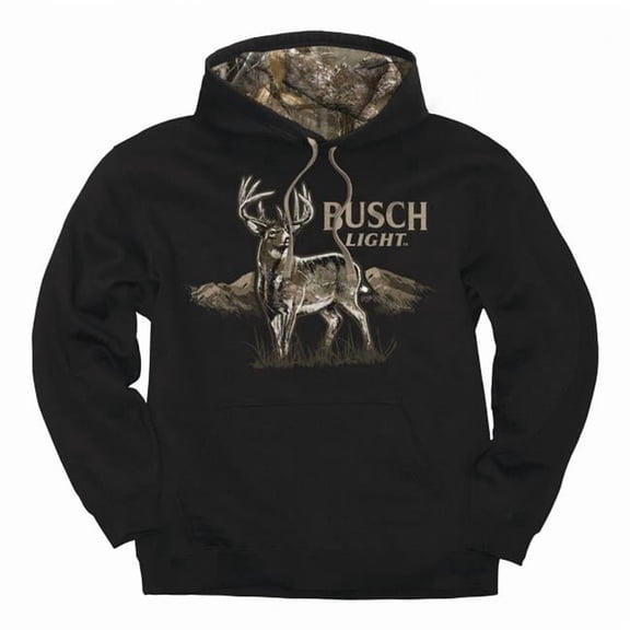 Busch 890578-medium Light Deer Camo Pull-Over Hoodie - Black - Medium