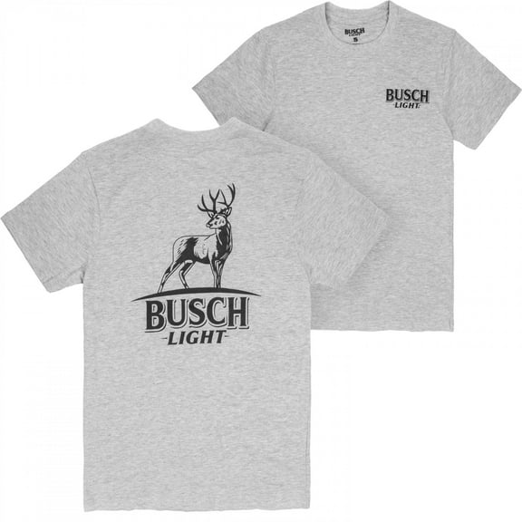 Busch Light Deer Grey Colorway Front and Back Print T-Shirt-Medium