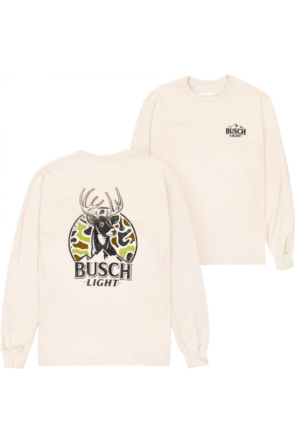 Light Deer Hunting Camo Logo Long Sleeve Shirt-Large