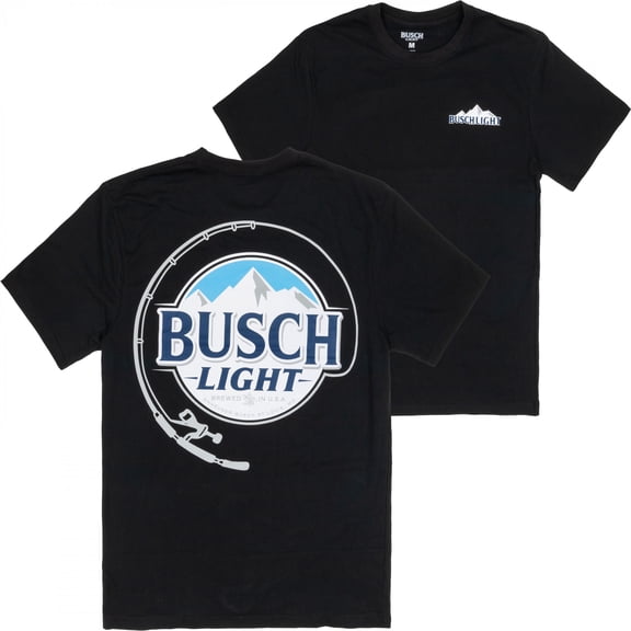 Busch Light Fishing Pole Front and Back Print T-Shirt-2XLarge