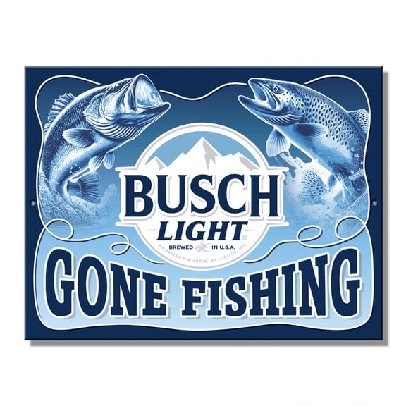 Busch Light Gone Fishing Tin Sign 10.75 x 8.25