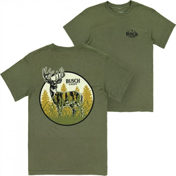 Busch Light Hunting Can Art Deer Frame Front and Back Print T-Shirt-XLarge