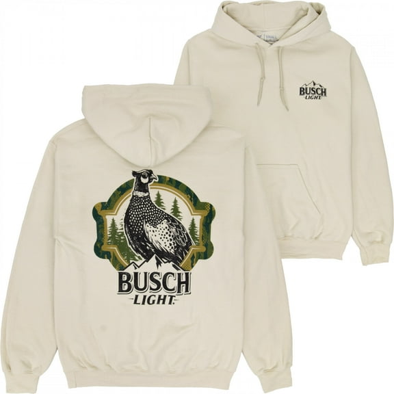Busch Light Hunting Can Art Pheasant Overlook Front Back Print Hoodie-XLarge