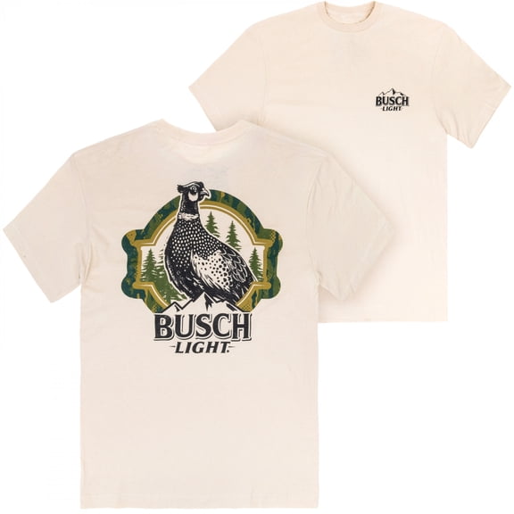 Busch Light Hunting Can Art Pheasant Overlook Front Back Print T-Shirt-Small
