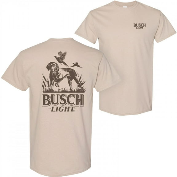Busch Light Hunting Dog Front and Back Print T-Shirt-Large