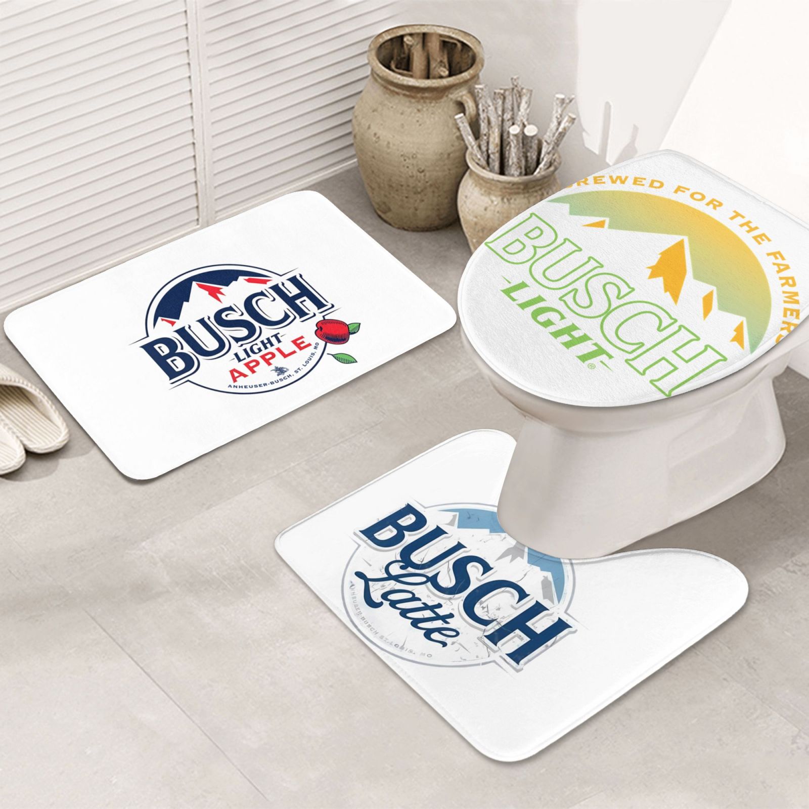 Busch Light Kitchen Rug Sets 3 Piece Durable Flannel Mat Living Room