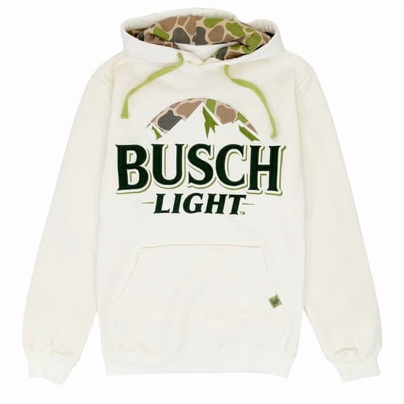 Busch 890585-medium Light Logo Camo Pull-Over Hoodie - White - Medium