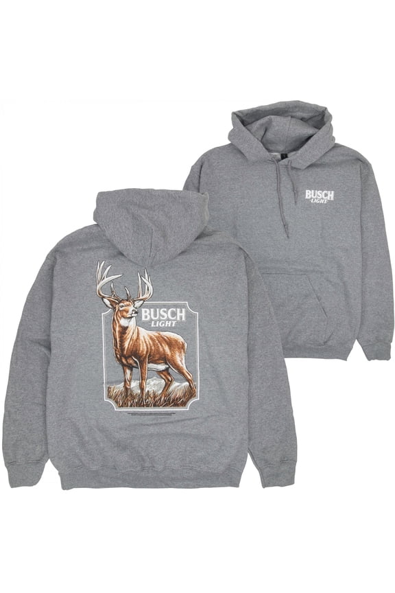 Light Mountain Side Deer Front and Back Print Pull-Over Hoodie-Medium