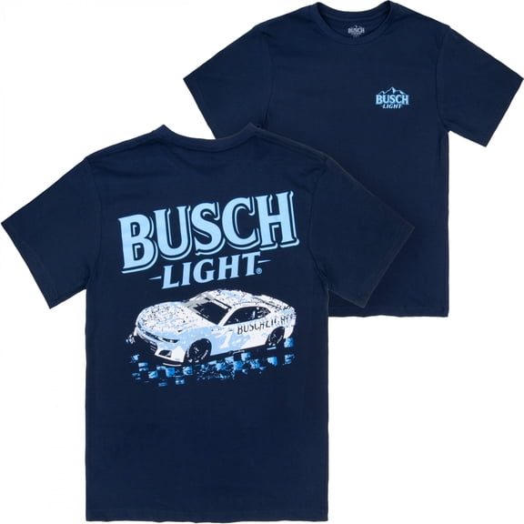 Busch Light Racing Car Front and Back Print T-Shirt-Small