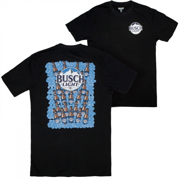 Busch Light On Ice Front and Back Print T-Shirt-XLarge