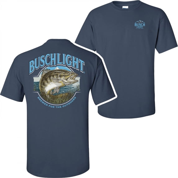 Busch Light Out Fishing Navy Colorway Front and Back Print T-Shirt-XLarge