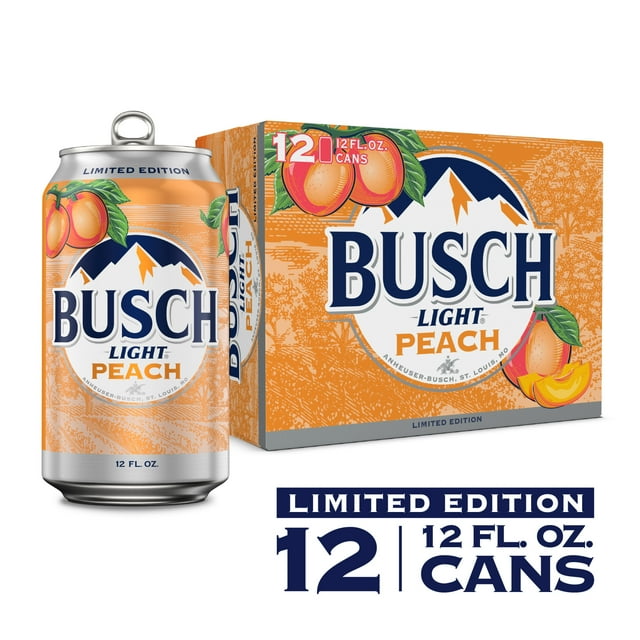 Busch Light Peach Beer 12, 12 fl oz Cans, Domestic, 4.1 ABV