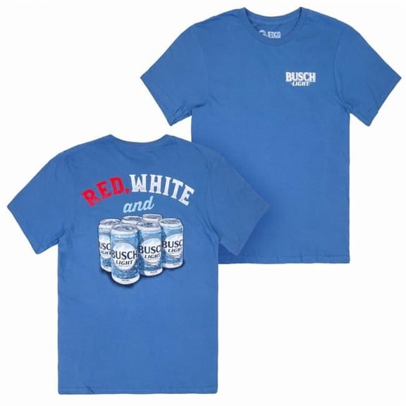 Busch 898283-large Light Red, White Front & Back Print T-Shirt - Blue - Large
