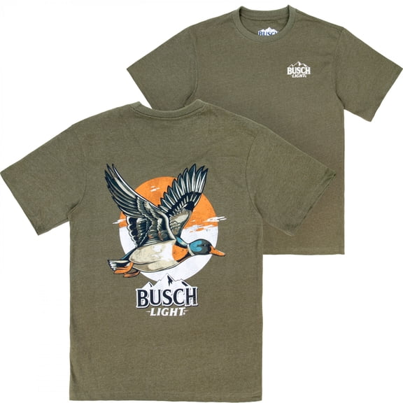 Busch Light Sunset Mallard Front and Back Print T-Shirt-Large