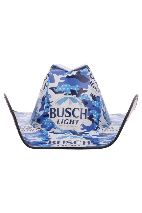 Busch Light Patriotic Cowboy Hat for Adults - Blue Camouflage Design