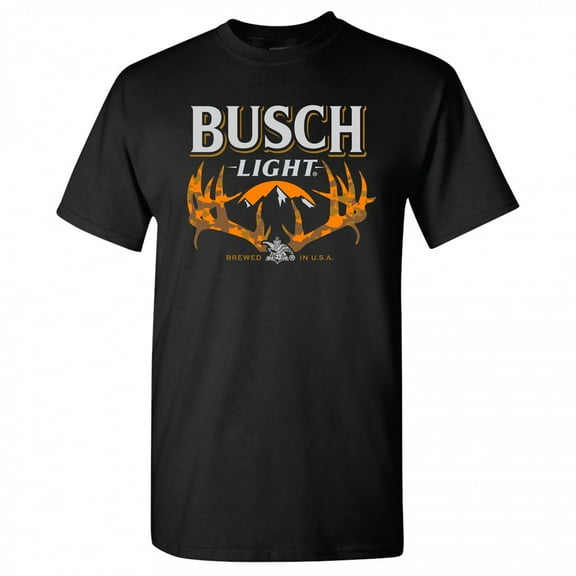 Busch 852943-small Mens Light Camouflaged Antlers T-Shirt, Black - Small