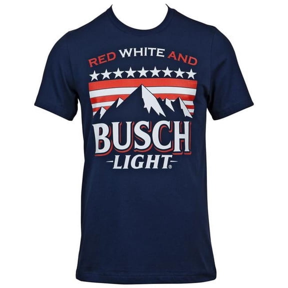 Busch Mens Light Red White & Busch Light Mountains T-Shirt Navy - 2XL