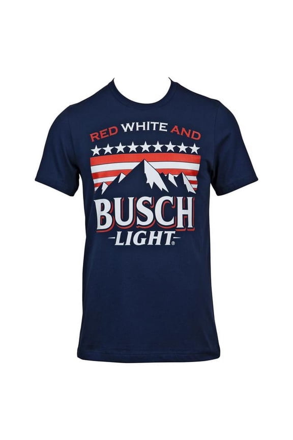 Mens Light Red White & Busch Light Mountains T-Shirt Navy - Medium