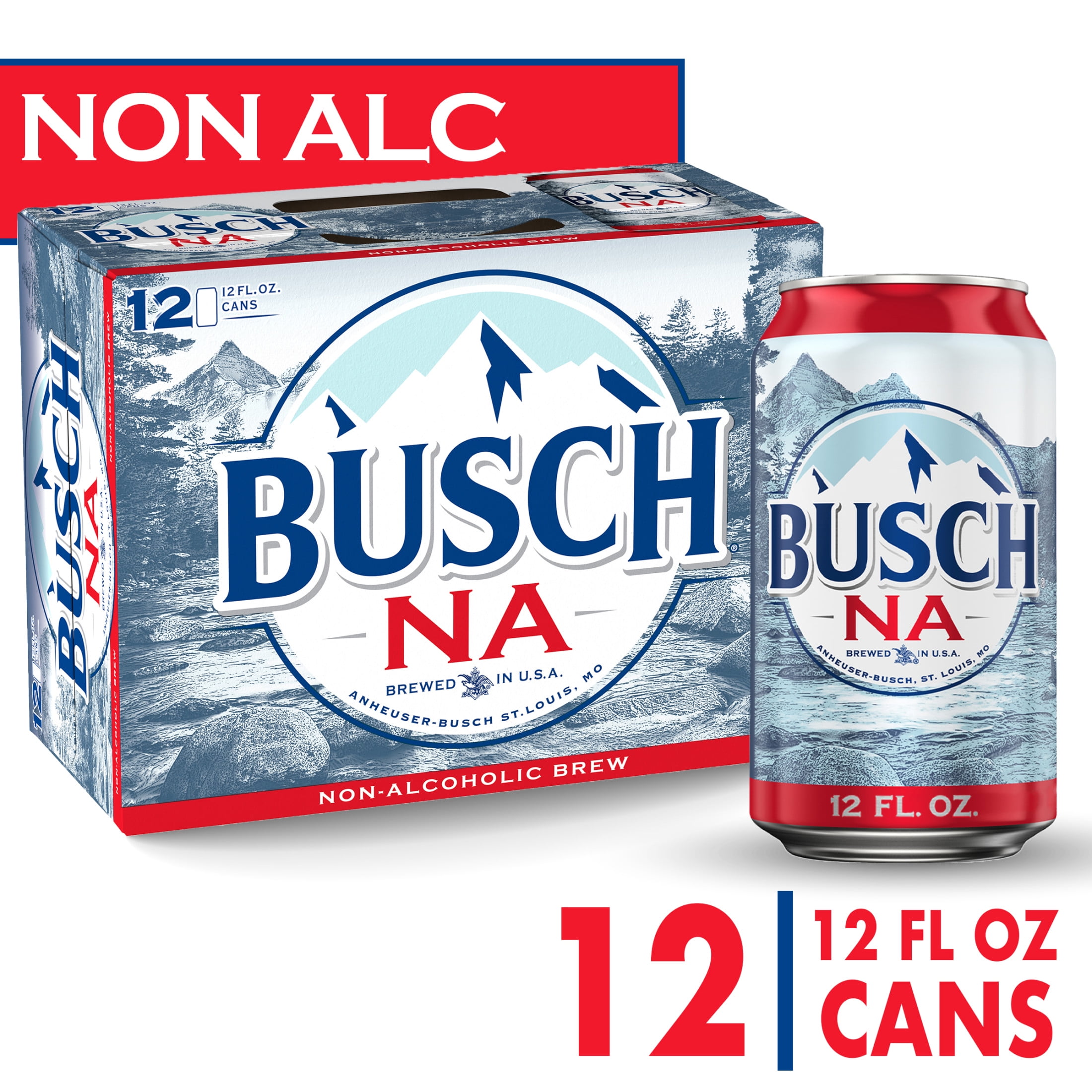 Busch Non Alcoholic Beer, 12 Pack, 12 fl oz Cans, Domestic, 0.4 ABV