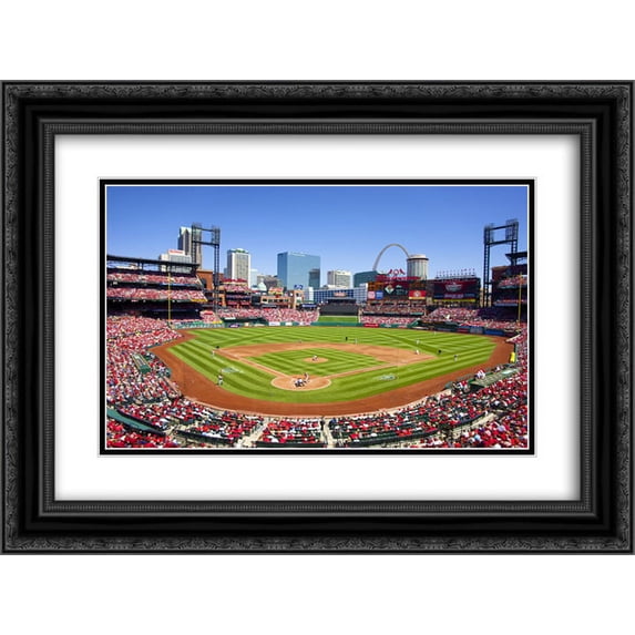Busch Stadium 2x Matted 24x20 Black Ornate Framed Art Print from the Stadium Series