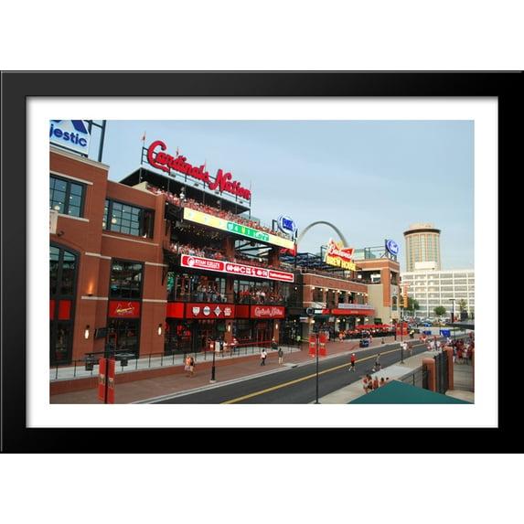 Busch Stadium 40x28 Large Black Wood Framed Print Art - Home of the St. Louis Cardinals