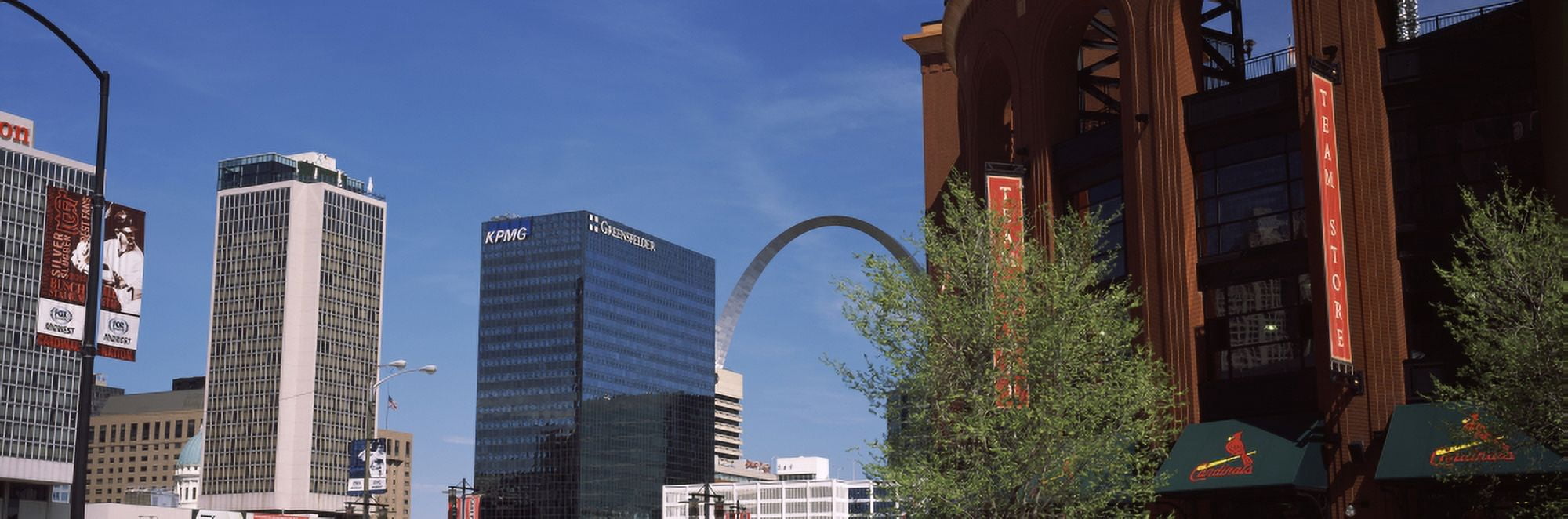 Busch Stadium and Gateway Arch in St Louis Missouri USA Canvas Art - Panoramic Images (27 x 9)
