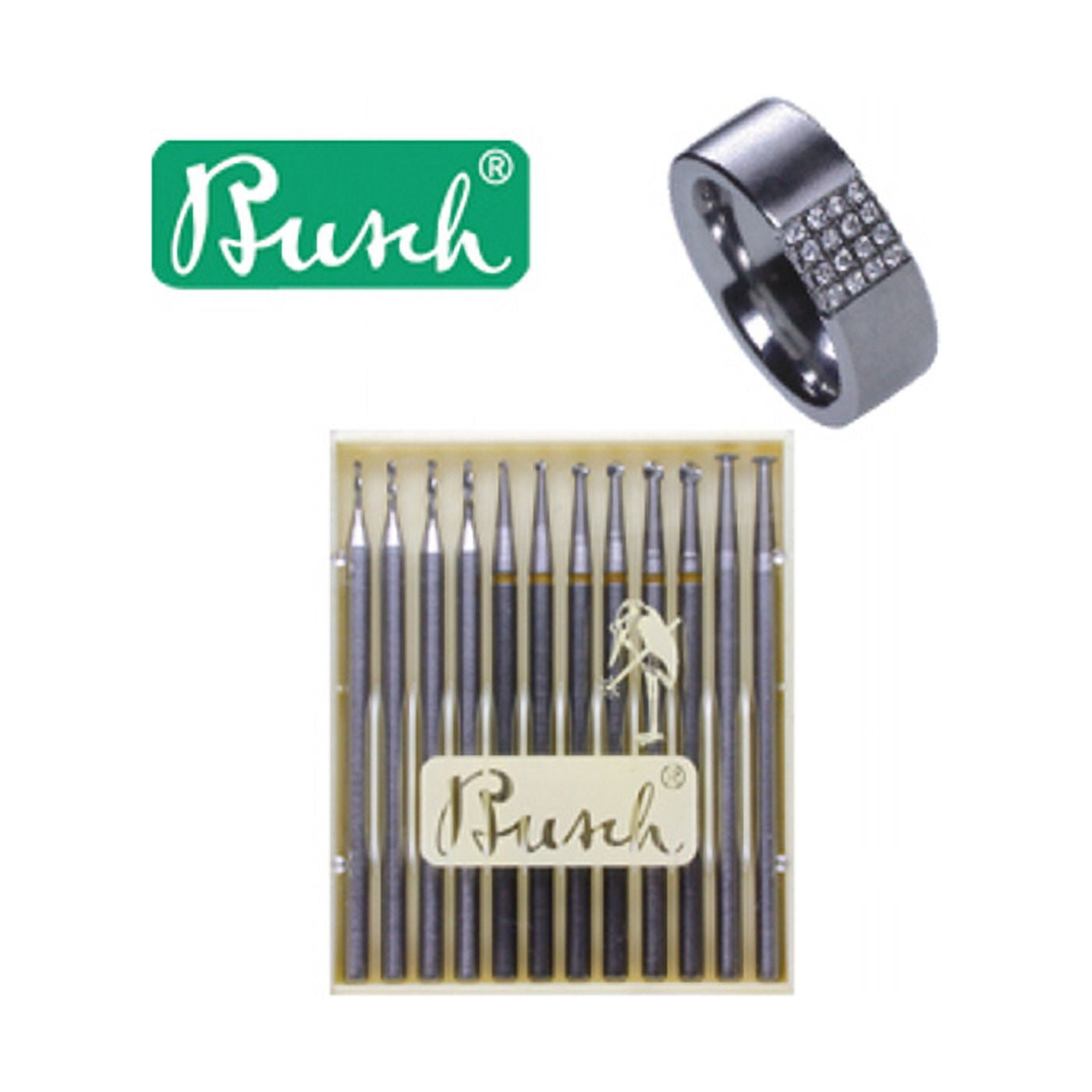 Busch assortment of 12 pave settings for hard metal for jewelers