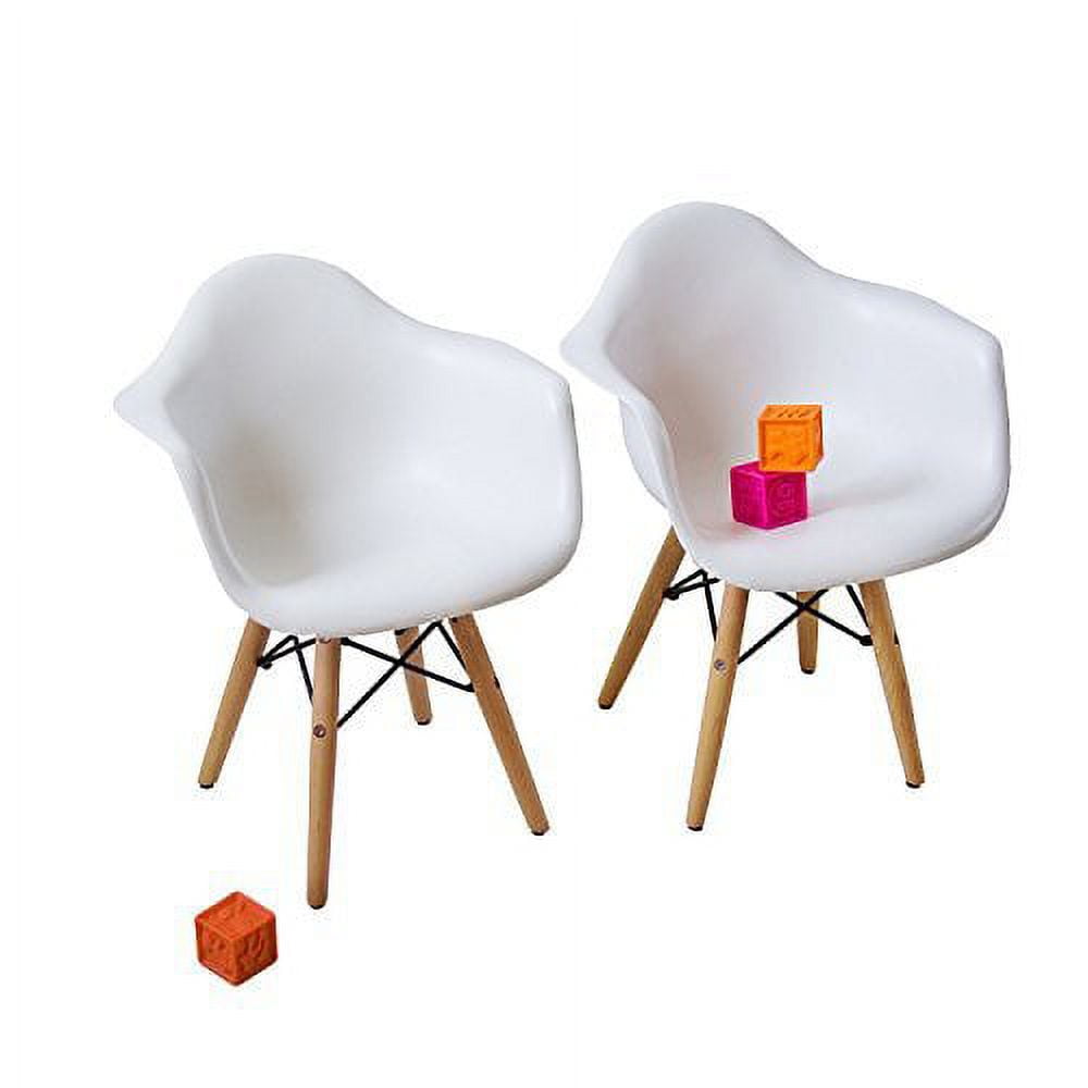 Buschman Set of Two Blue Eames Style Kids Mid Century Modern Dining Room Wooden Legs Chairs Armchairs Walmart