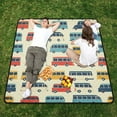 thumbnail image 1 of Buses Vehicle Beach Blanket Outdoor Picnic Blanket 78"x 78" Waterproof Foldable for Beach Camping Travel Hiking Grass Lawn Park, 1 of 5