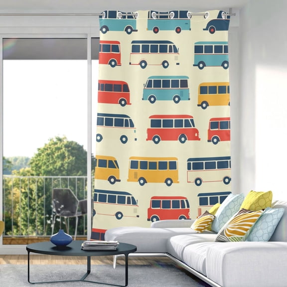 Buses Vehicle Blackout Curtain Panels Drapes Privacy Assured with Light Filtering Curtains for Living room Bedroom Bathroom Window