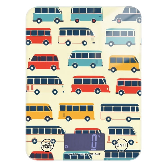 Buses Vehicle Food Scale Digital Kitchen Scale Waterproof Tempered Glass Tare Function 11 lb for Baking Cooking Meal Prep