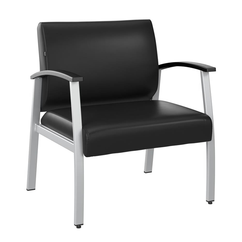 Black Vinyl Bariatric Waiting Room Chair with Metal Frame