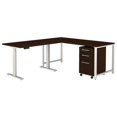 thumbnail image 1 of Bush Business Furniture 400 Series 72W L Shaped Desk, with Standing Desk Return & Storage Brown Cherry Finish, 1 of 7