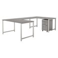 thumbnail image 1 of Bush Business Furniture 400S247PG 60 in. 400 Series Collection U Shaped Desk with 3 Drawer Mobile File Cabinet&#44; Platinum Gray, 1 of 7