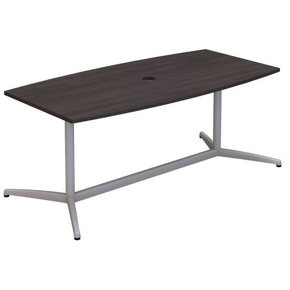 Bush Business Furniture 72W x 36D Boat Shaped Conference Table with Metal Base in Storm Gray