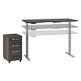 thumbnail image 1 of Bush Business Furniture 72Wx30D Hght Adjustable Desk w Storage Storm Gray/Cool Gray Metallic, 1 of 8