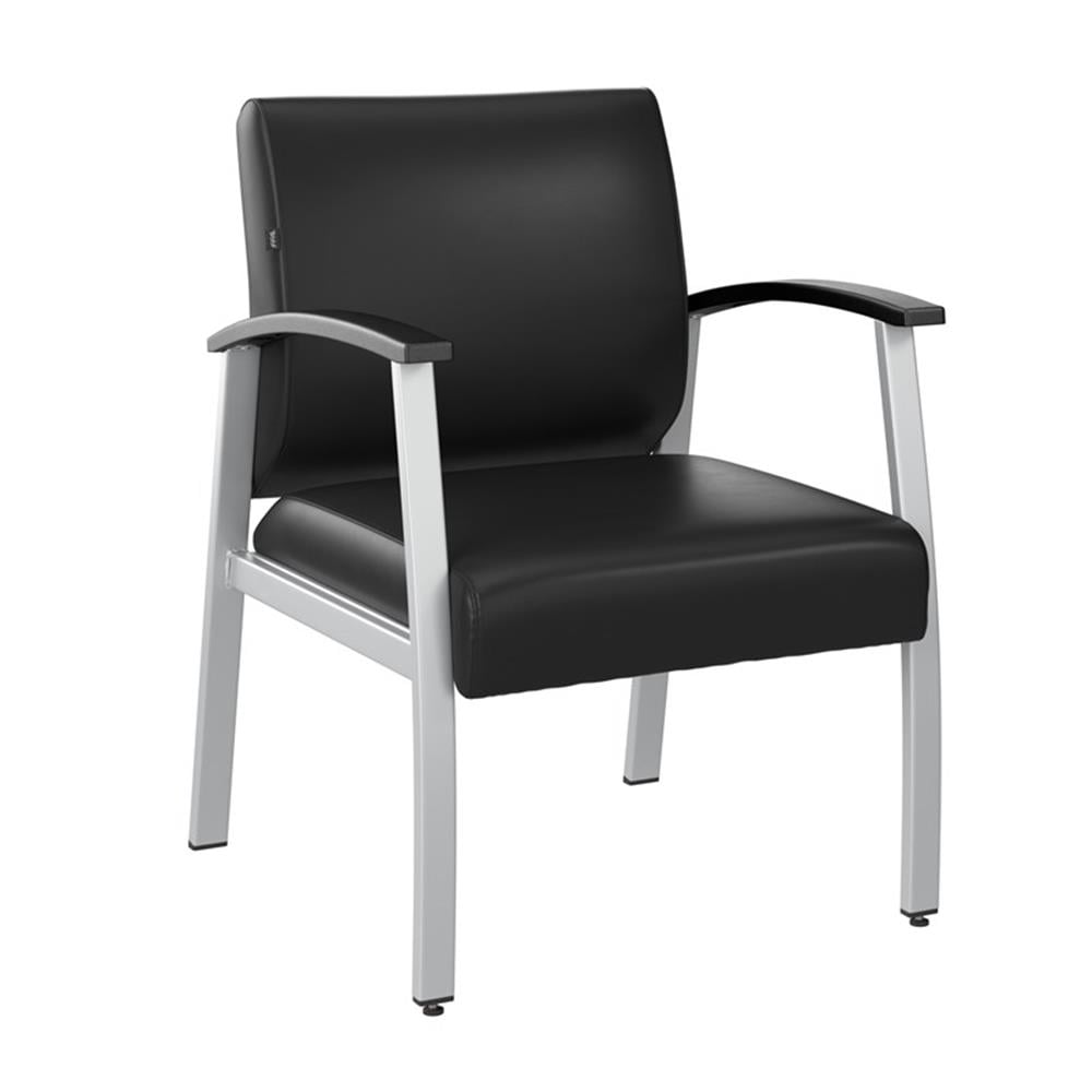 Black Vinyl Mid-Back Waiting Room Chair with Metal Frame