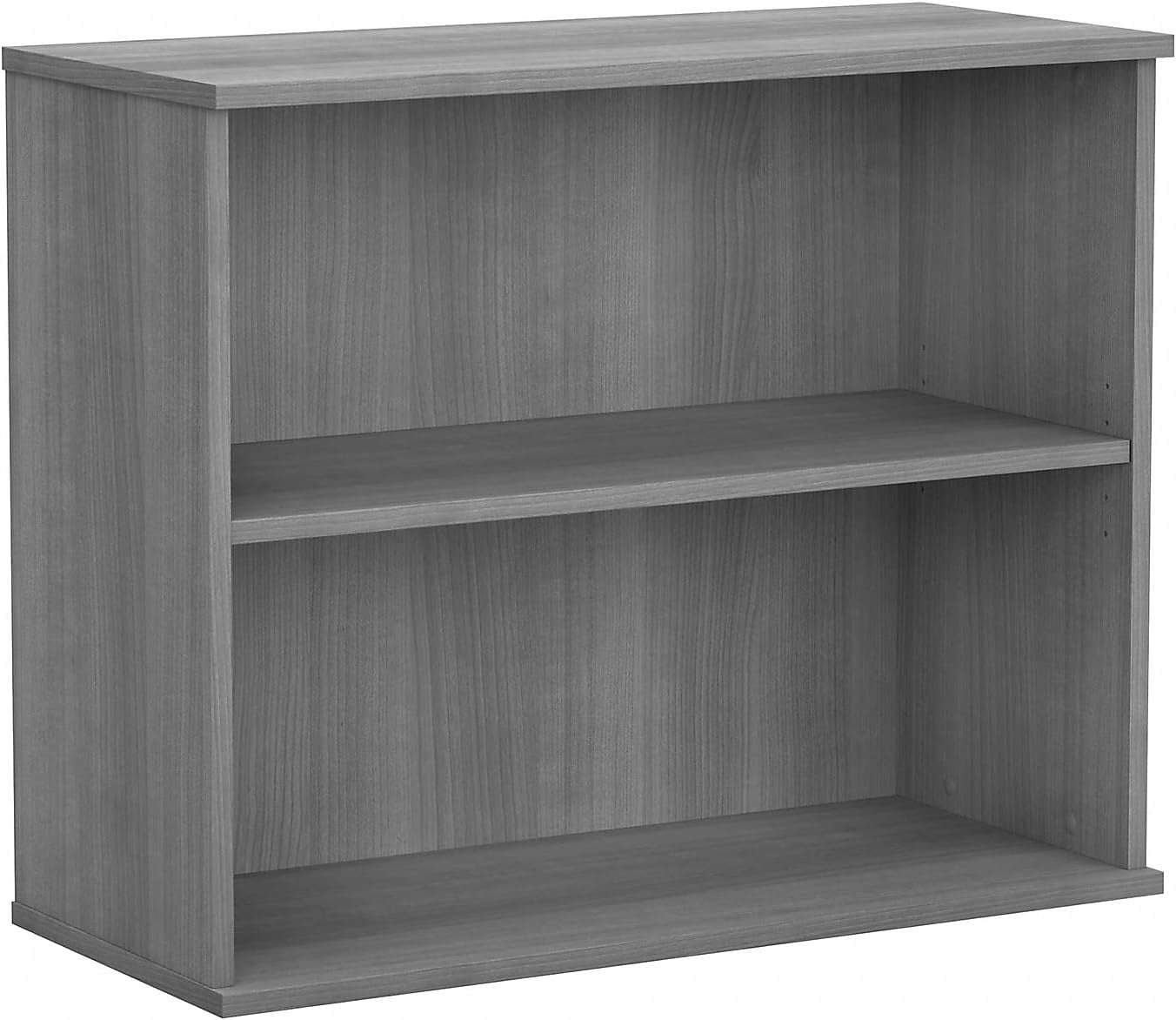 Transitional Platinum Gray Engineered Wood 2-Shelf Bookcase