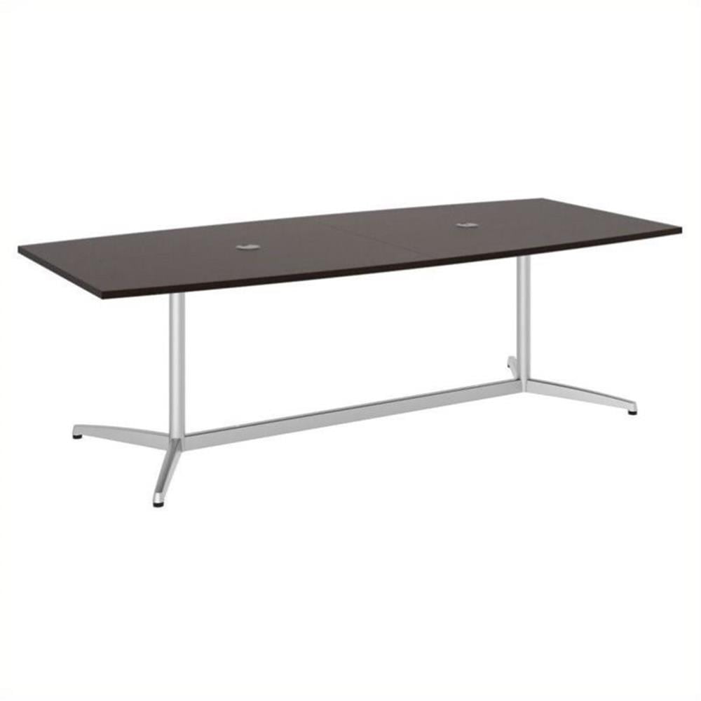 Mocha Cherry and Silver Boat Shaped Conference Table with Metal Base