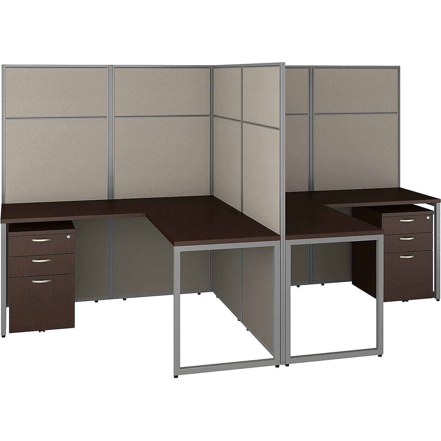 Bush Business Furniture Easy Office 60W 2 Person L Shaped Cubicle with Storage
