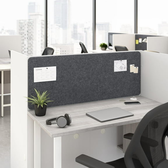 Hustle Tackboard for 48W Cubicle Desk in Cool Charcoal Fabric