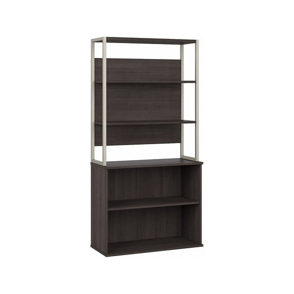 Bush Business Furniture Hybrid 4-Shelf 71"H Tall Etagere Bookcase Storm Gray (HYB023SG)