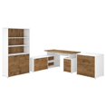 thumbnail image 1 of BBF Jamestown - Table with 5-shelf bookcase, 2-drawer lateral file cabinet - L-shaped - fresh walnut - white base, 1 of 7